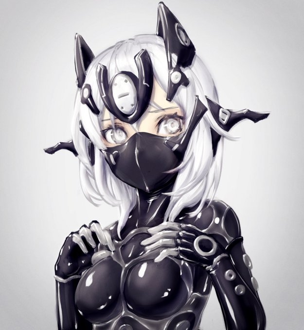 久しぶりに描いたぴっちりスーツのマスクをした女の子 