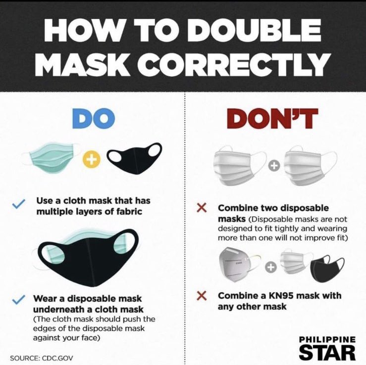 JoshKin's tweet image. Any recommendations for a very reliable and safe cloth mask in the Philippines? As per CDC, double masking is safer by pairing a surgical mask and cloth mask to give a snug fit. #doublemask #clothmask