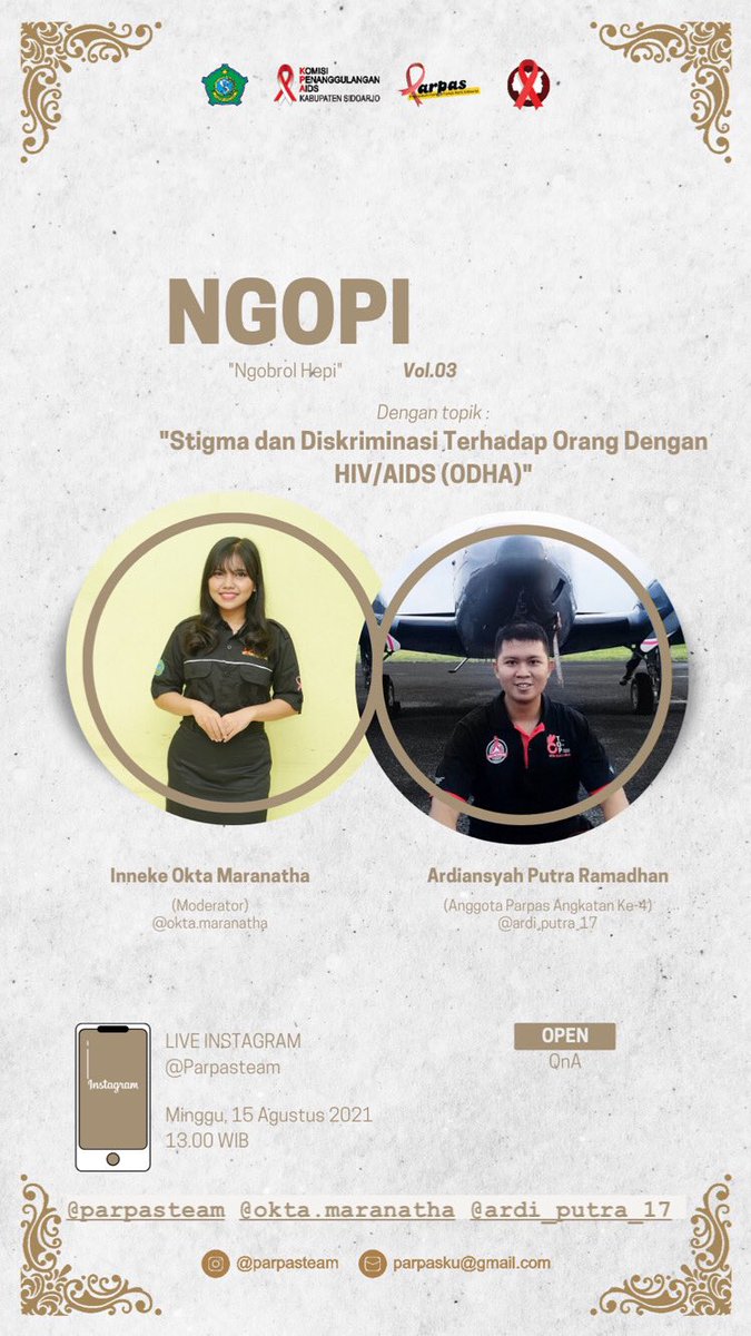 PARPASteam's tweet photo. [NGOPI : NGOBROL HEPI VOL 3]

Stigma dn diskriminasi tlh mnjd hukuman sosial oleh msyarkt di brbgi belahan dunia terhadap pengidap HIV/AIDS yg bisa bermacam2 bentuknya, antr lain berupa tindakan2 pengasingan, penolakan, diskriminasi, dn penghindaran atas orang yg terinfeksi HIV https://t.co/Y4TNKCEXK6