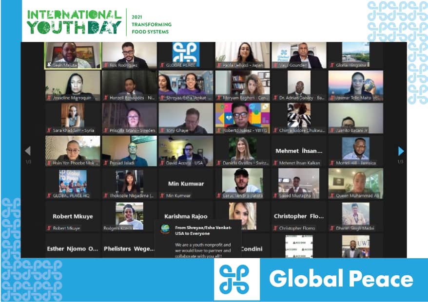 Cherished memories from the #GlobalPeace #YouthDay Celebration held on virtually.

The dialogue brought togther several Youth leaders from all the continents.

#YouthDay2021 #YouthDay #YouthEmpowerment #ClimateChange #healthyfood #ClimateAction #2030Agensa #SustainableDevelopment