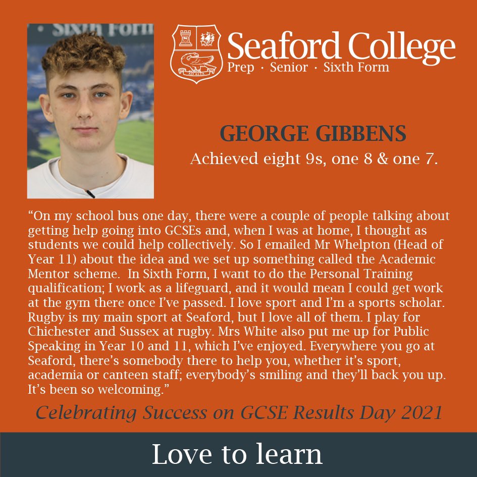 We’ll done George, your Academic Peer Mentoring initiative, it helped a lot of students and made studying for exams much for fun! #Lovetolearn #gcse2021 #gcseresults #gcse #seafordheadmaster #seafordsenior #seafordethos