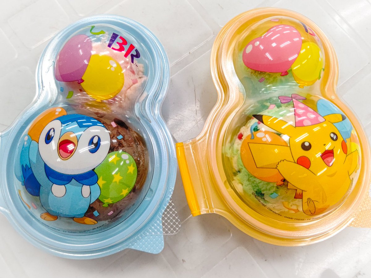 Kiyomi 26 サーティワンアイスクリーム に行って来ました 子ども達はポケモンダブルパック レギュラーサイズとポップサイズのアイスが選べます 新しいフレーバー サーティワンワールドレコード 黄色容器の小 とサンセットサーフィン 青いアイス