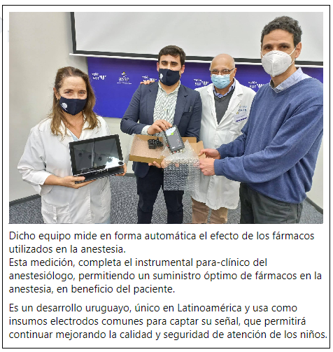 BuenasUruguay's tweet photo. MONTEVIDEO | El Servicio de Anestesia del Hospital Pediátrico del Centro Pereira Rossell, recibió ayer un Monitor Nindex, donado por la Empresa Controles S.A a través de la Fundación Niños sin Dolor, para medir la profundidad anestésica o hipnosis durante el acto quirúrgico. https://t.co/eqvr8dXlnA