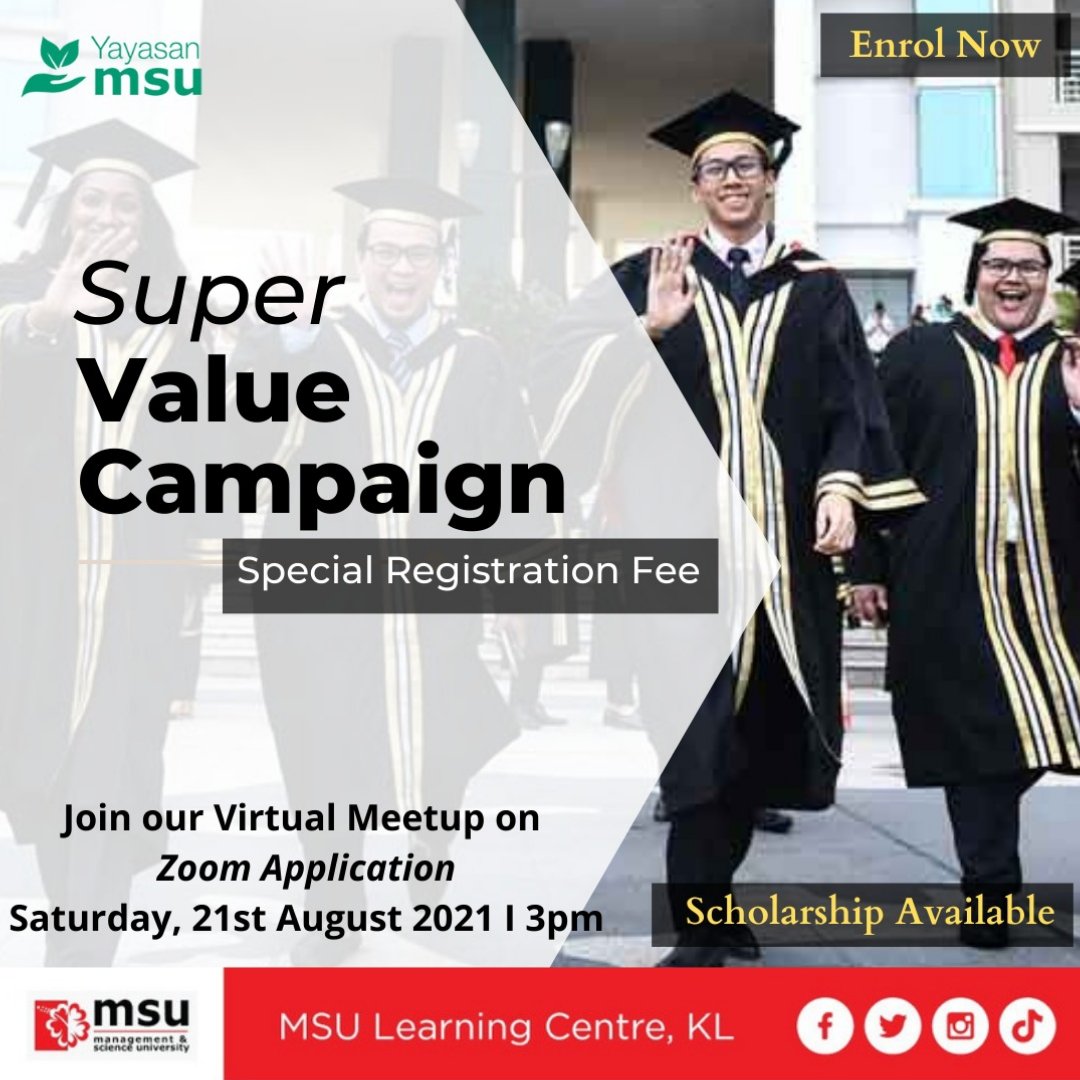 MSULCKL's tweet photo. In conjuction with #bulankemerdekaan,our #supervaluecampaign is back!! Grab the Special Registration Package offered and Scholarship by @yayasan_msu.
Follow us and watch out for more updates -Special Sessions prepared for you to join. Surprise! Surprise!
@MSUmalaysia https://t.co/55JCCa9uBM