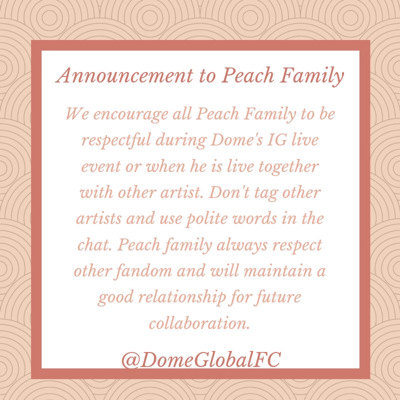 DomeGlobalFC's tweet photo. ♡ Announcement ♡

Responding to last night Dome's IG live with Benz @TheTheorySeries, we have special announcement for Peach Family 🍑
Respect and Love is our main value ❤️

#TheTheorySeriesCastLive
#DomeBenz
#thetheoryseries
#โดมเจ้าลักยิ้ม
#STMDTHAILAND
@wddome
@stmdofficial https://t.co/MlYrNRgbQv