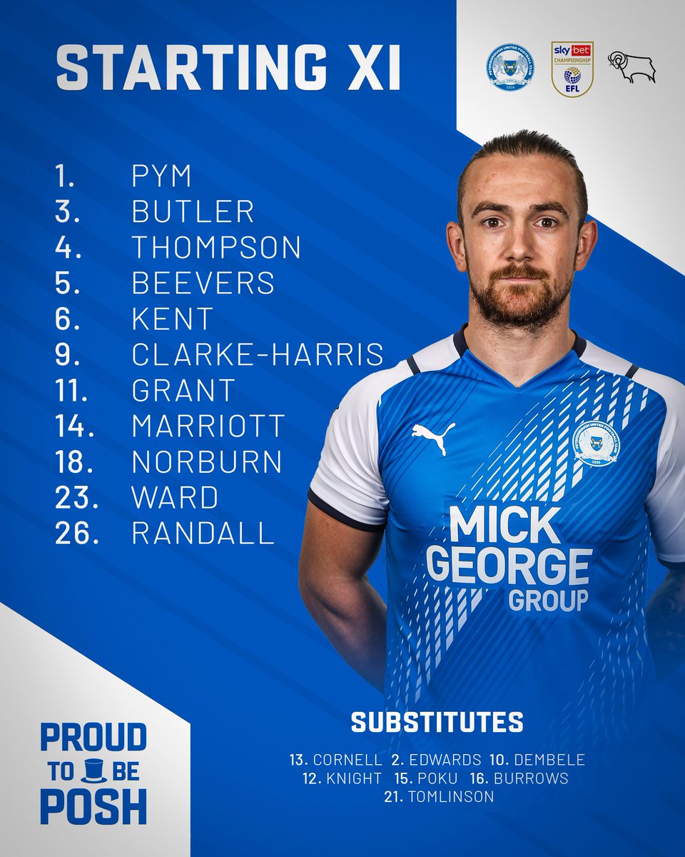 theposh's tweet photo. 🔵 And in the blue corner…

Here is how The Posh line-up today 👇

#pufc #PETDER https://t.co/26zYLGj441