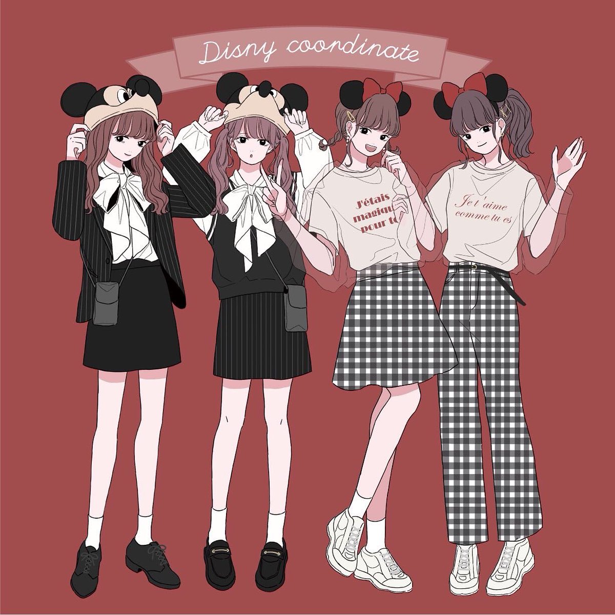 インスタにディズニーとユニバコーデまとめました T Co Xb なちこのイラスト インスタにディズニーとユニバコーデまとめました T Co Xb なちこのイラスト