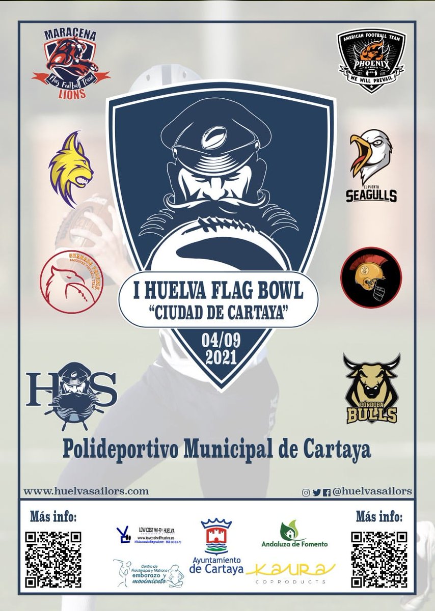 HuelvaSailors's tweet photo. Aqui tenemos el cartel del 𝗜 𝗛𝘂𝗲𝗹𝘃𝗮 𝗙𝗹𝗮𝗴 𝗕𝗼𝘄𝗹 Ciudad de Cartaya. Muy orgullosos de poder reunir a tan buenos equipos y poderos brindar un espectáculo deportivo nunca antes visto en Huelva. Solo nos faltas tu!! https://t.co/pMFQeugg1v