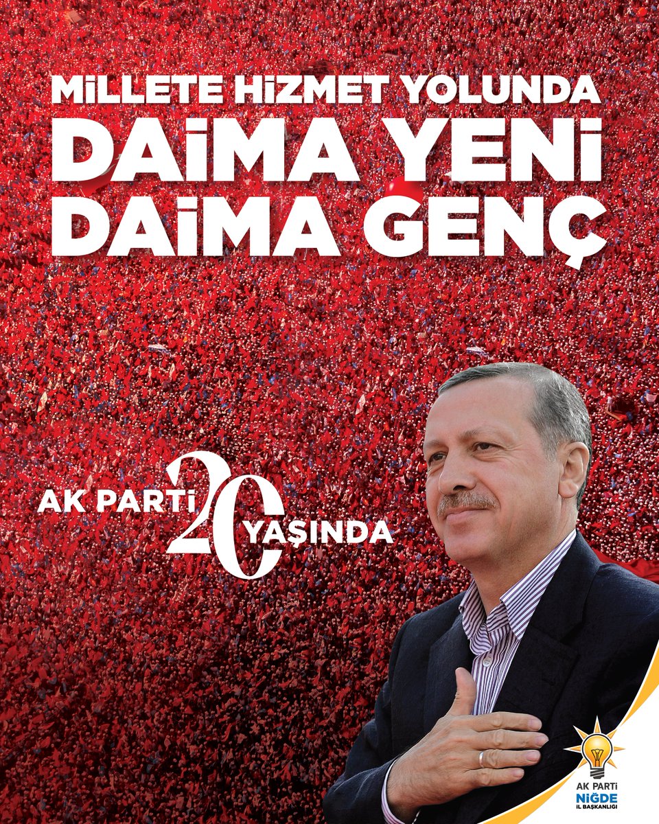 akpartinigdeil's tweet photo. 19 yılı iktidarda geçirilen 20 yıl... 
Yola devam!

#AkParti20Yaşında https://t.co/8pGmFofSIG