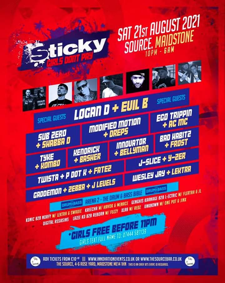 7 days to go until <a href="/STICKYtheRave/">STICKY STICKY STICKY</a>  touches down in Maidstone!

Arena 2 hosted by <a href="/thednbbible/">The Drum & Bass Bible</a> 🎯

Tickets available now
Innovationevents.co.uk