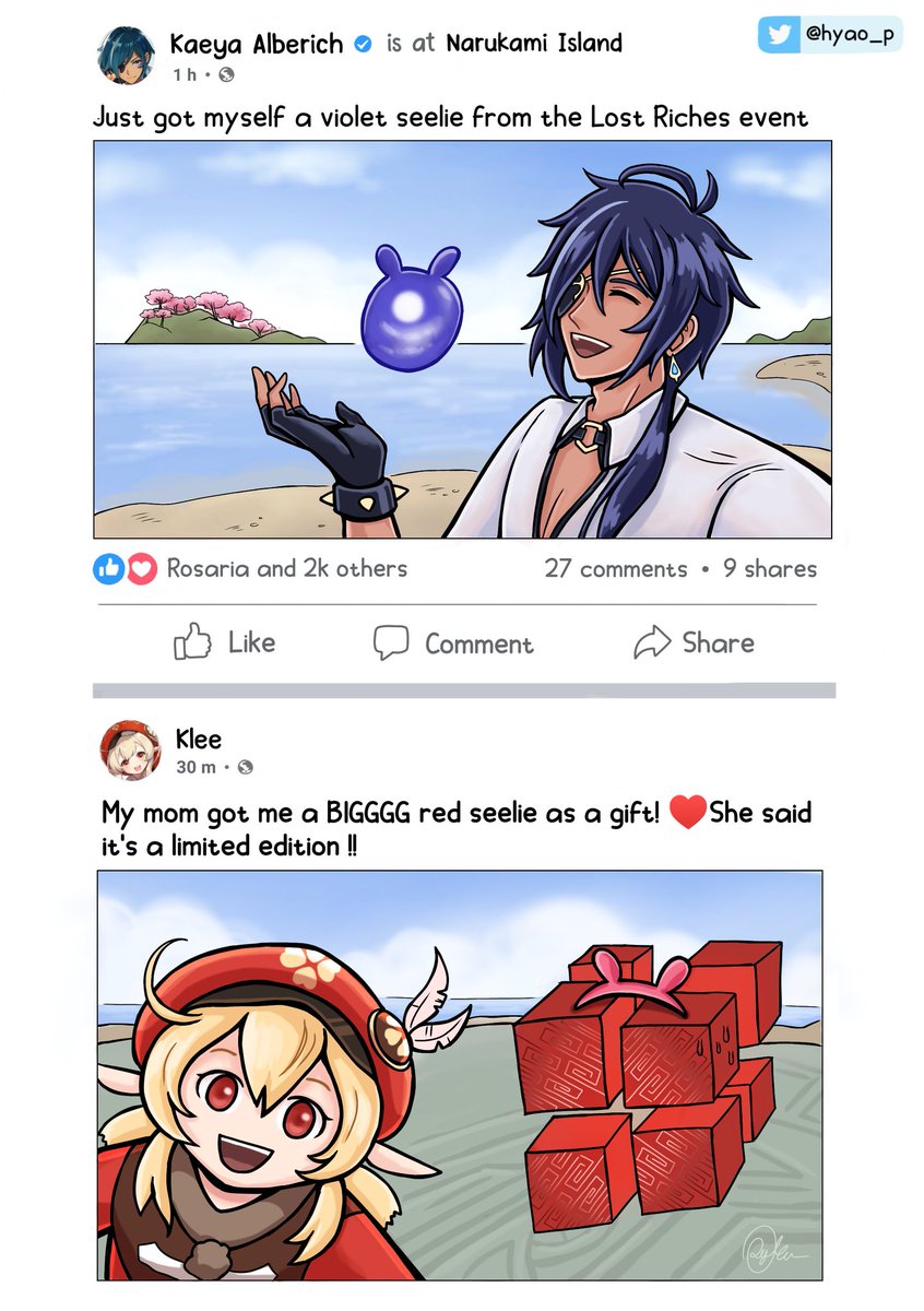 Klee really wants a red seelie so Alice finds a special seelie for her ✨

#genshinimpactfanart #Genshin_Impact #klee #Kaeya