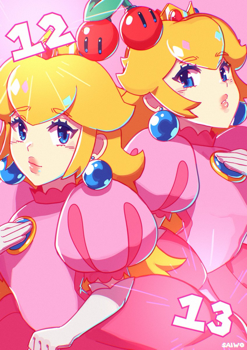 princess peach pink dress blonde hair blue eyes jewelry dress gloves earrings  illustration images