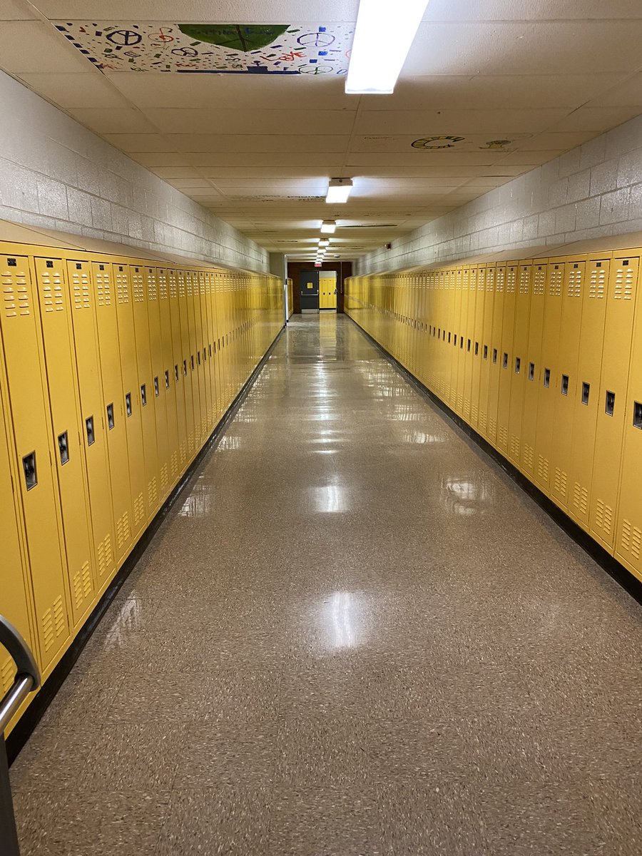 #21Learns Cooper leaps hurdles to ready school for opening on August 18. Final touches on 1st floor hallways.  Great job Operations Cooper Team.
