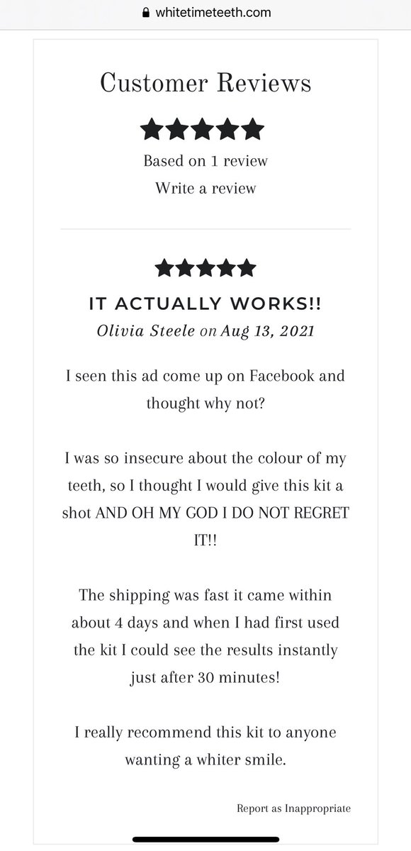 Our first review, we are so happy you are pleased with your kit!                                                 Don’t forget to enter our giveaway on our page! #whiteteeth #teethwhitening #beauty #selfcare #smile #Giveaway #GiveawayAlert #Giveaways #GiveawayContestLegit