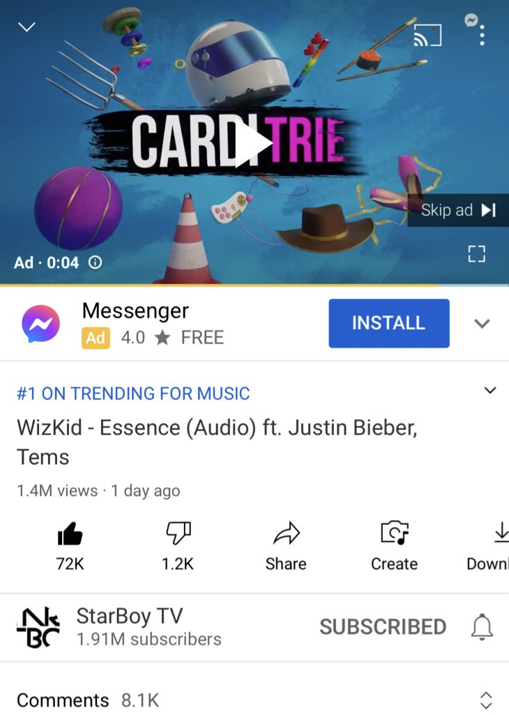 SUNBLIZZ1's tweet photo. Essence remix ft Tem and Justin Bieber as now surpasses 1.4 million
#EssenseRemix #EssenceRemix https://t.co/VcZNWZwAYb