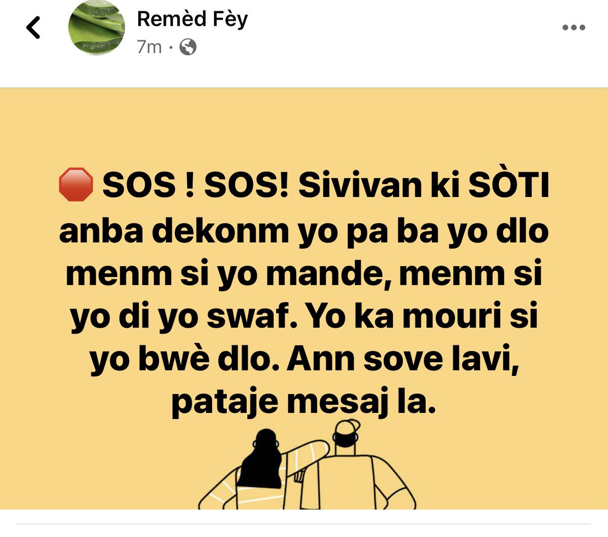 blondeferdinand's tweet image. Moun ki soti anba dekonm yo paka bwè dlo menm si yo ta mande pa bayo
Pataje fe mesaj la pase,li ka sove lavi anpil moun