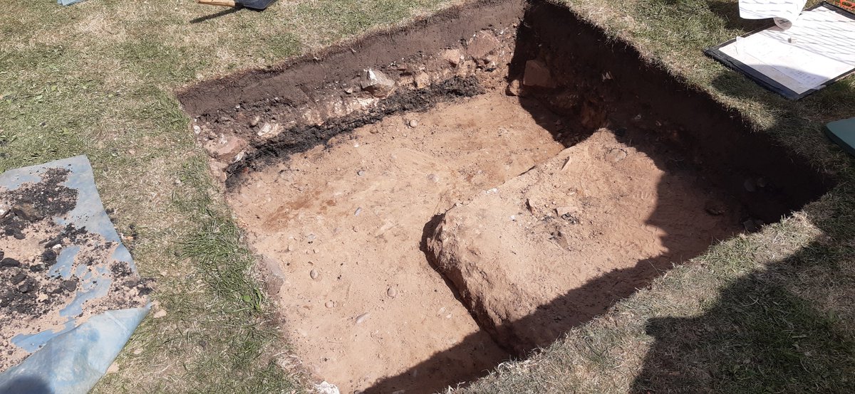 Final day of week one at <a href="/WollatonHall/">Wollaton Hall</a> and we think we've revealed the bedding layers associated with earlier formal garden paths, a good cliffhanger to end the week on! #WeDig #archaeology #training