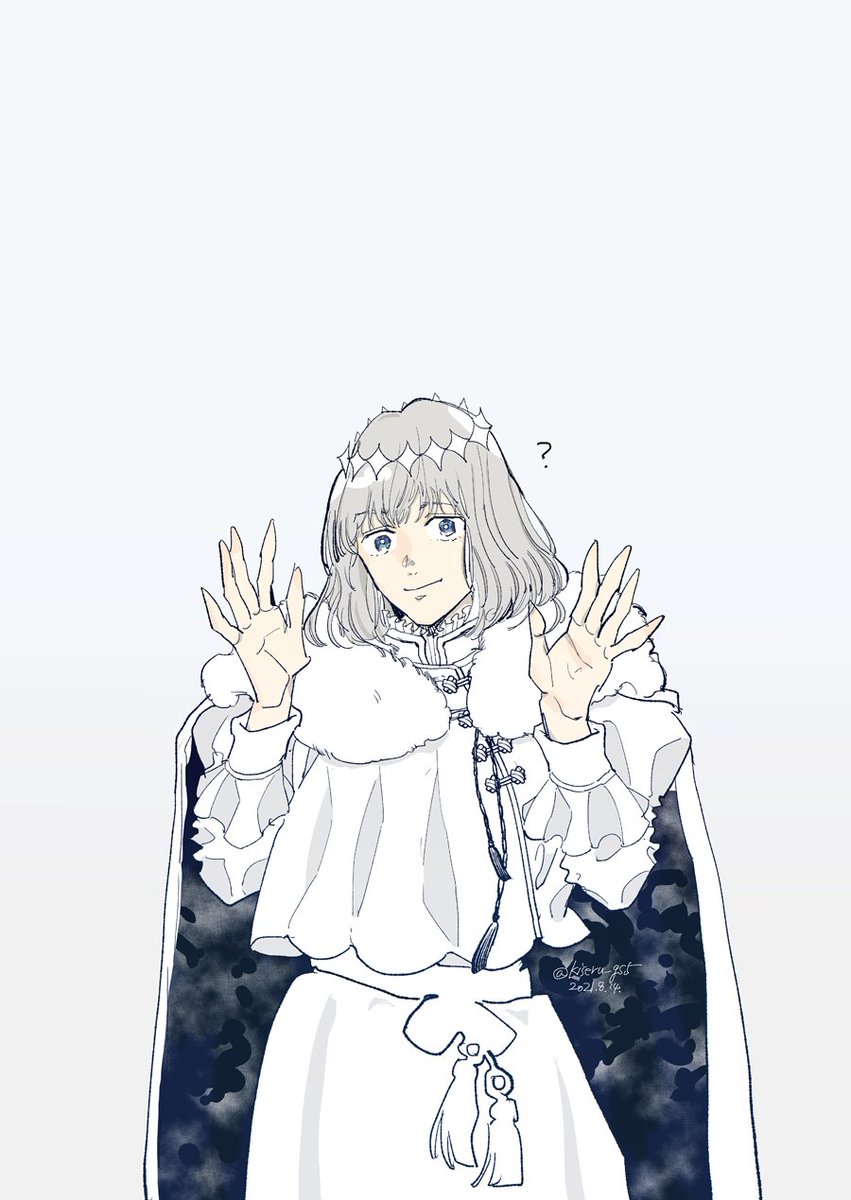 oberon (fate) 1boy male focus solo cape smile grey hair fur trim  illustration images