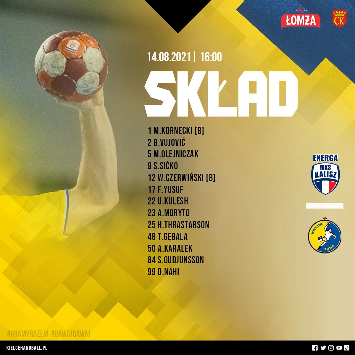 Tak zagramy w Kaliszu! 👇

⚠️ Informacją dnia bez wątpienia jest powrót Haukura Thrastarsona!

#gramyRAZEM #dawajDAWAJ