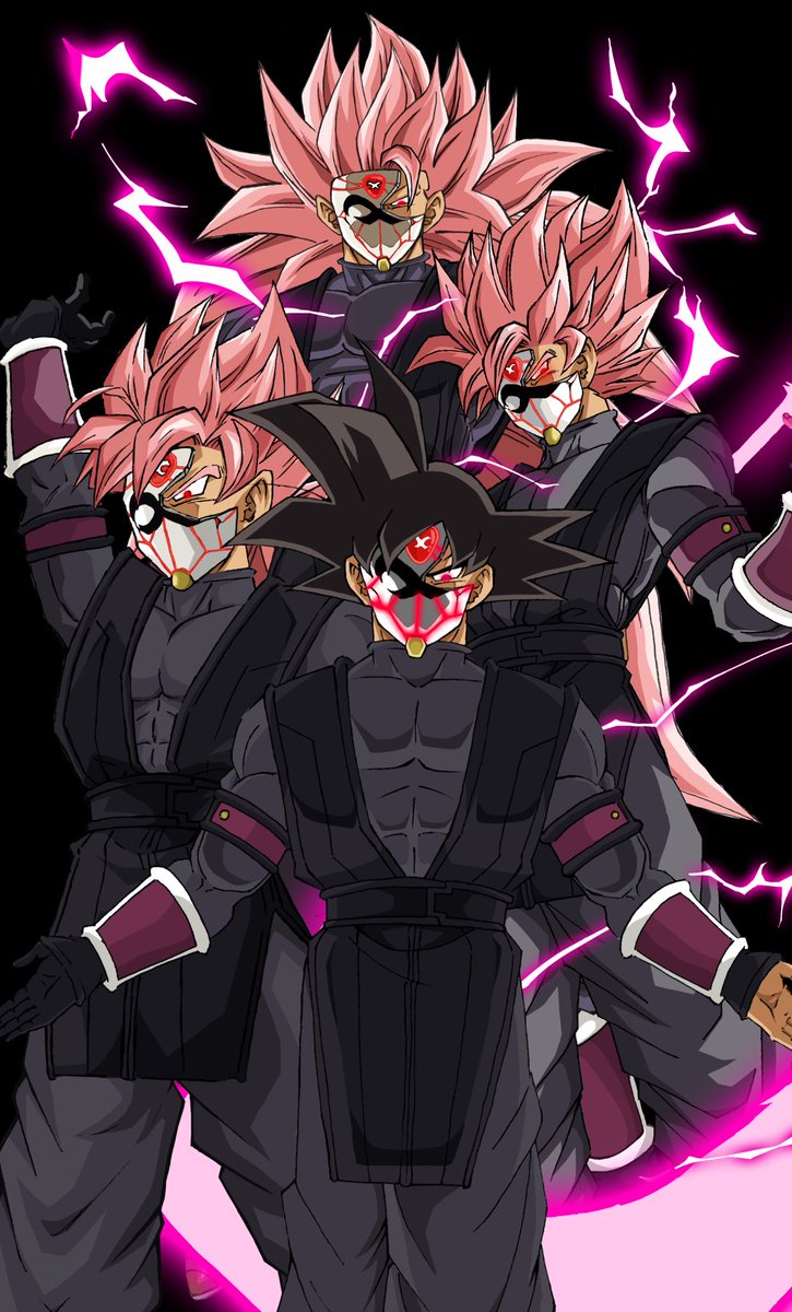 super saiyan spiked hair male focus multiple boys mask pink hair muscular  illustration images