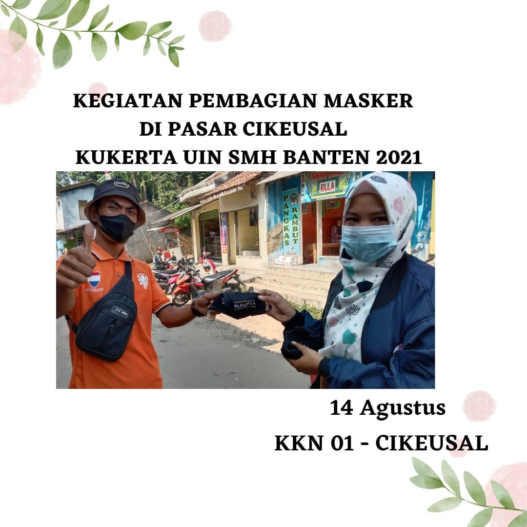 01Cikeusal's tweet photo. Pembagian Masker di Pasar Cikeusal✨ KKN01CIKEUSAL🤗

@revmen_id
#RevolusiMental 
#AyoBerubah
#IndonesiaBersih
#IndonesiaTertib
#IndonesiaMandiri
#UINBanten https://t.co/o0fj6IlgPd