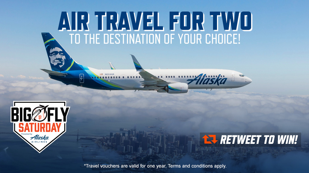 SFGiants's tweet image. ✈️RT TO WIN✈️

Retweet for your chance to win an @AlaskaAir trip for two as part of Big Fly Saturday.

🔗: atmlb.com/3ygcjwV