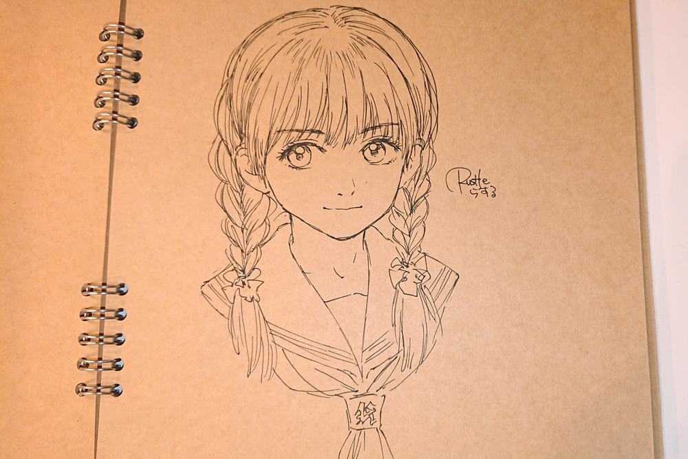 space caiman さん(https://t.co/iNm0BvvOl4)に行ってきました。
久しぶりのアナログ直描きで手が震える…。
#illustration #イラスト #おさげ #セーラー #スケブ