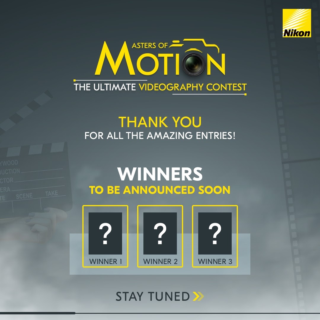 NikonIndia's tweet image. Submissions for #MastersOfMotion contest are now closed. Thank you for the overwhelming response. Our judges have started screening the entries. Stay tuned for the results.

#NikonContest #NikonIndia #NikonVideography #Filmmakers  #VideoContest