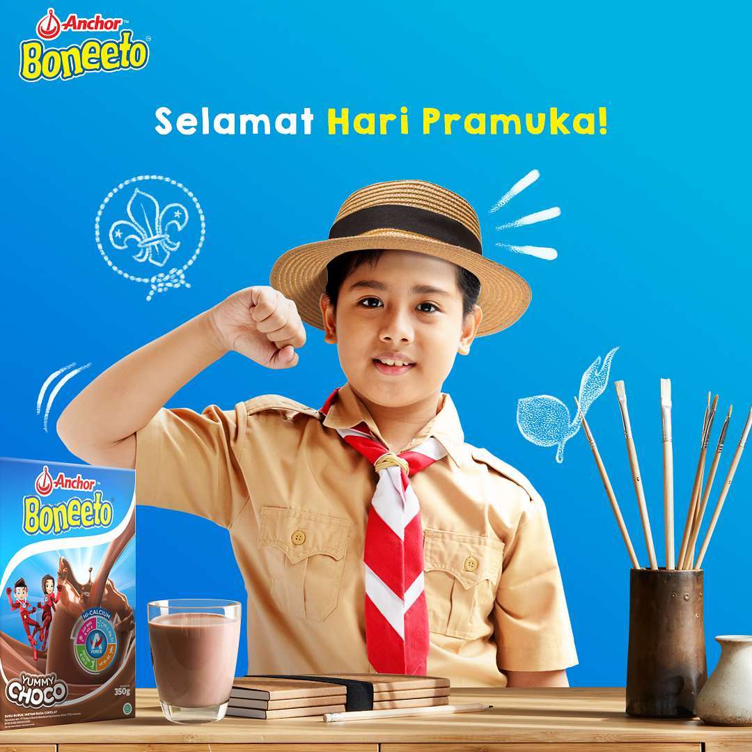 BoneetoID's tweet photo. Tetap semangat ya Sobat Hebat  untuk terus berkarya, gali potensi dan #Bebaskanhebatmu di bidang apapun.

Jangan lupa minum susu Anchor Boneeto 2x sehari biar makin semangat penuh energi.

Selamat hari pramuka Sobat hebat

#Boneeto #BebaskanHebatnya #AnakAktif https://t.co/LOC9TATiSJ