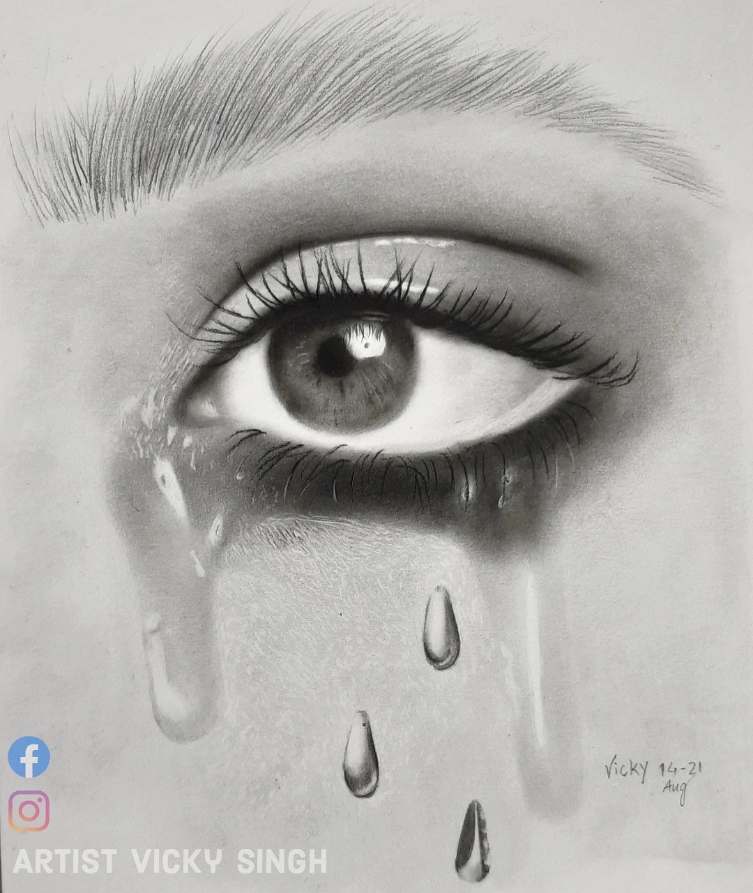 Pencil eye with tears drawing  Eye drawing Drawings Eye art