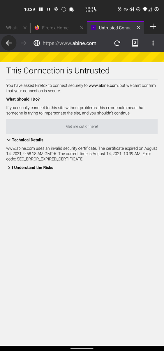wonderfullyrich's tweet photo. @abine 
Looks like your SSL cert expired on your domain today.  Might explain my trouble logging in on both mobile and web.  Can you guys check it out? https://t.co/P3QwGUw1Y6