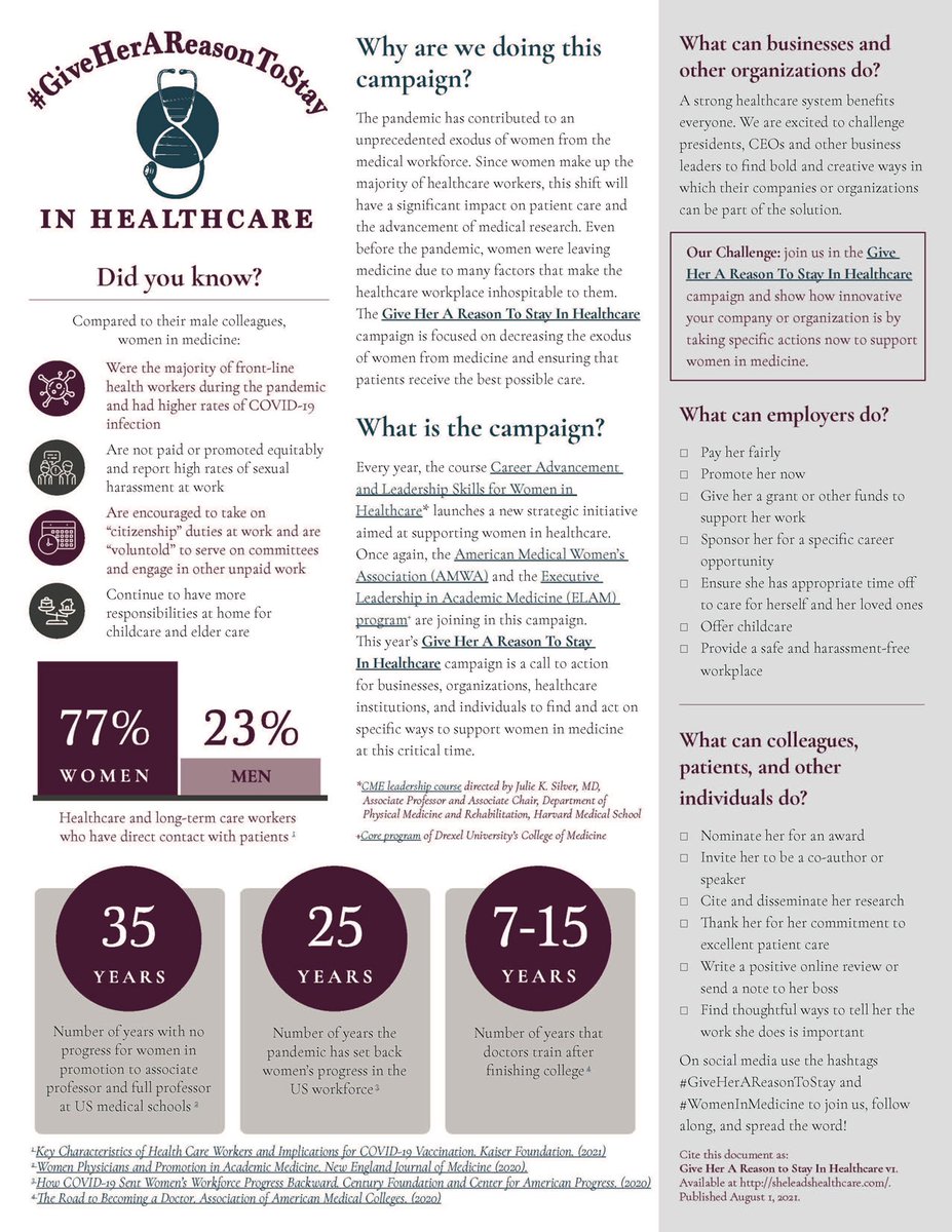 The #GiveHerAReasonToStay campaign is a call to action for businesses, healthcare institutions, and individuals to find and act on specific ways to support women in medicine at this critical time.