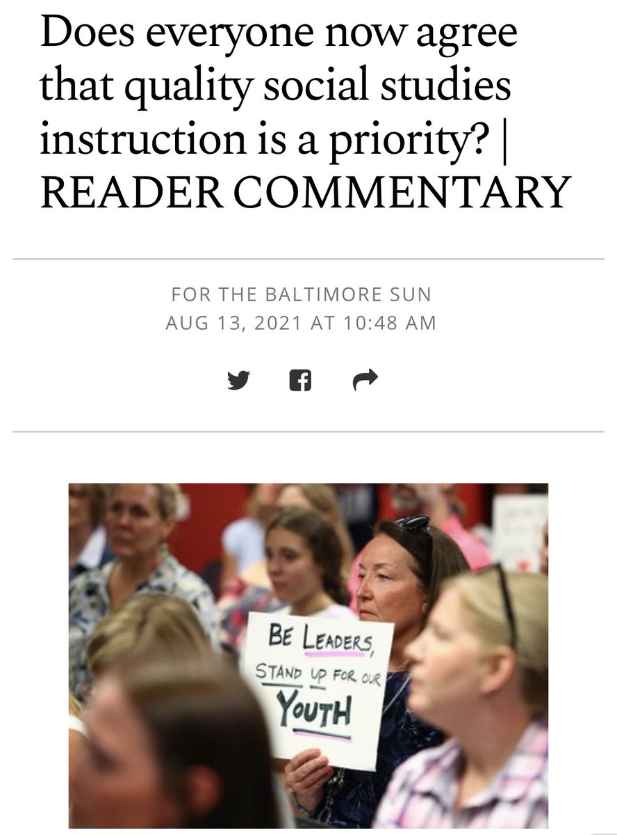 “One of the central purposes of public education is to create an informed citizenry to support our democratic republic” and we must prioritize “protecting every student’s right to learn about civics, history, geography & economics.” baltimoresun.com/opinion/reader…