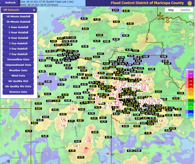 Maricopa County Interactive Rainfall Map Rainfall Totals: How Much Rain Has Fallen In Your Area
