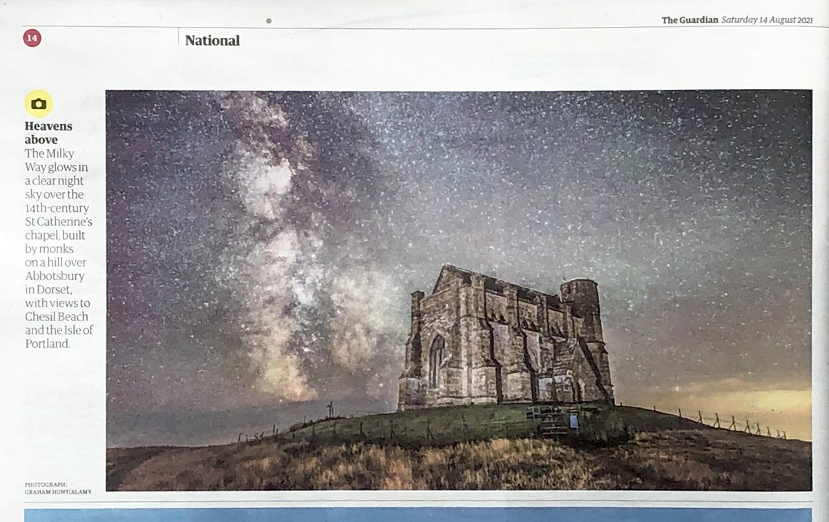 Graham Hunt (@grahamhuntphoto) on Twitter photo Publication in today’s Guardian newspaper with my one of my <a href="/AlamyNews/">Alamy News</a> pics of the Milky Way above St Cathedral Chapel at Abbotsbury in Dorset. #news #Weather #abbotsbury #milkyway #photojournalism #photooftheday #photography #travel #summer #night Publication in today’s Guardian newspaper with my one of my <a href="/AlamyNews/">Alamy News</a> pics of the Milky Way above St Cathedral Chapel at Abbotsbury in Dorset. #news #Weather #abbotsbury #milkyway #photojournalism #photooftheday #photography #travel #summer #night