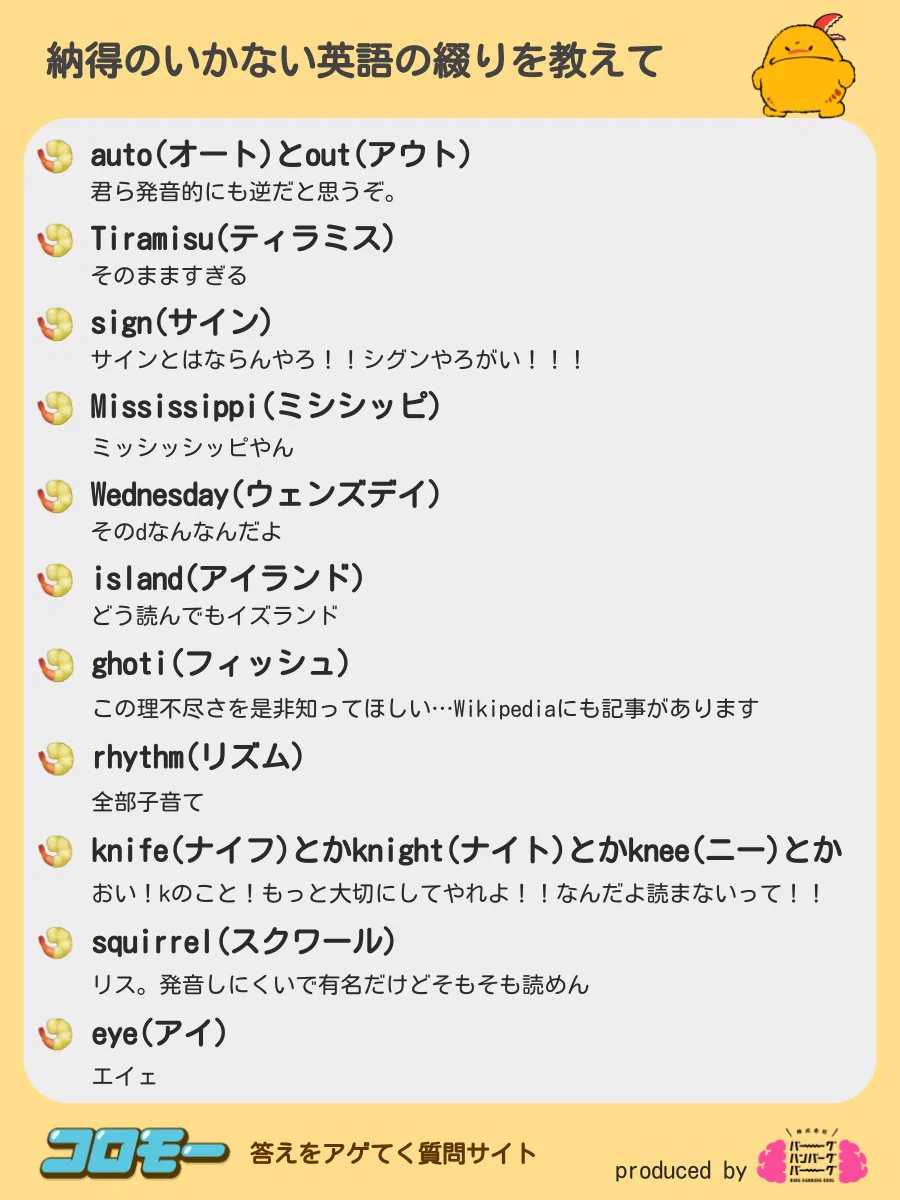 改めて見るとおかしくない？「納得いかない英語の綴り」一覧www