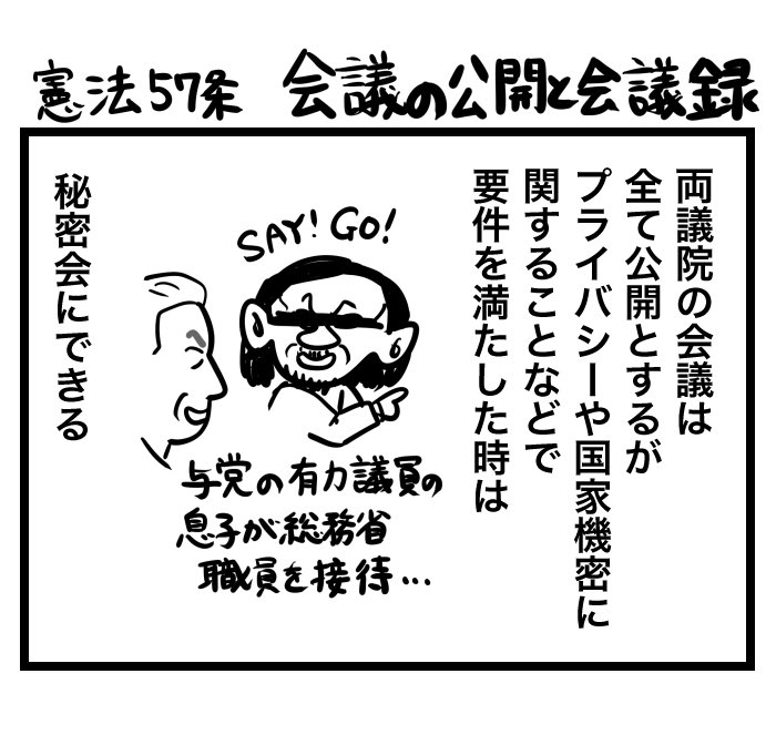 #100日くらいで理解できる憲法入門

第57条 〔会議の公開と会議録〕 