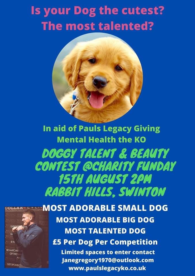 DarvillFor's tweet photo. Come support us and our partner charity Pauls Legacy KO tomorrow at Rabbit Hills Bolton Road Swinton M27 8XP FAMILY FUN FOR EVERYONE 
Live music &amp; Bands SAS who Dares Win finalist Sean Sherwood Face Painting Henna, Bouncy castle Football Tournament Cutest doggy competition &amp; more https://t.co/QxTSYQoAdP
