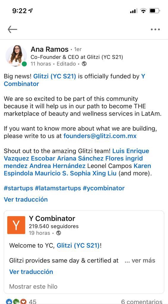 cuentoscorp's tweet photo. Tuvimos el placer de conocer a @Anahirch de @GlitziMx en noviembre del año pasado. Nos permitió conocer más acerca de #Glitzi y nos contagió con su energía
Hoy vemos que su emprendimiento contará con el soporte de @ycombinator ! Felicitaciones por este logro! https://t.co/nfMMEbiMoc