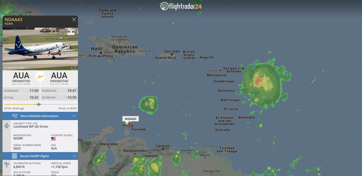 NOAA43 flight path and TS Grace.