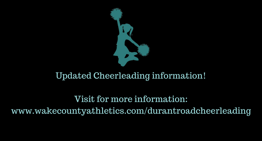 If you are a 7th or 8th grader interested in trying out for the cheerleading team this season, we have updated information! Information includes; when tryouts are, what to expect, what you can be doing now to prepare, etc! Click here for more information: wakecountyathletics.com/durantroadchee…