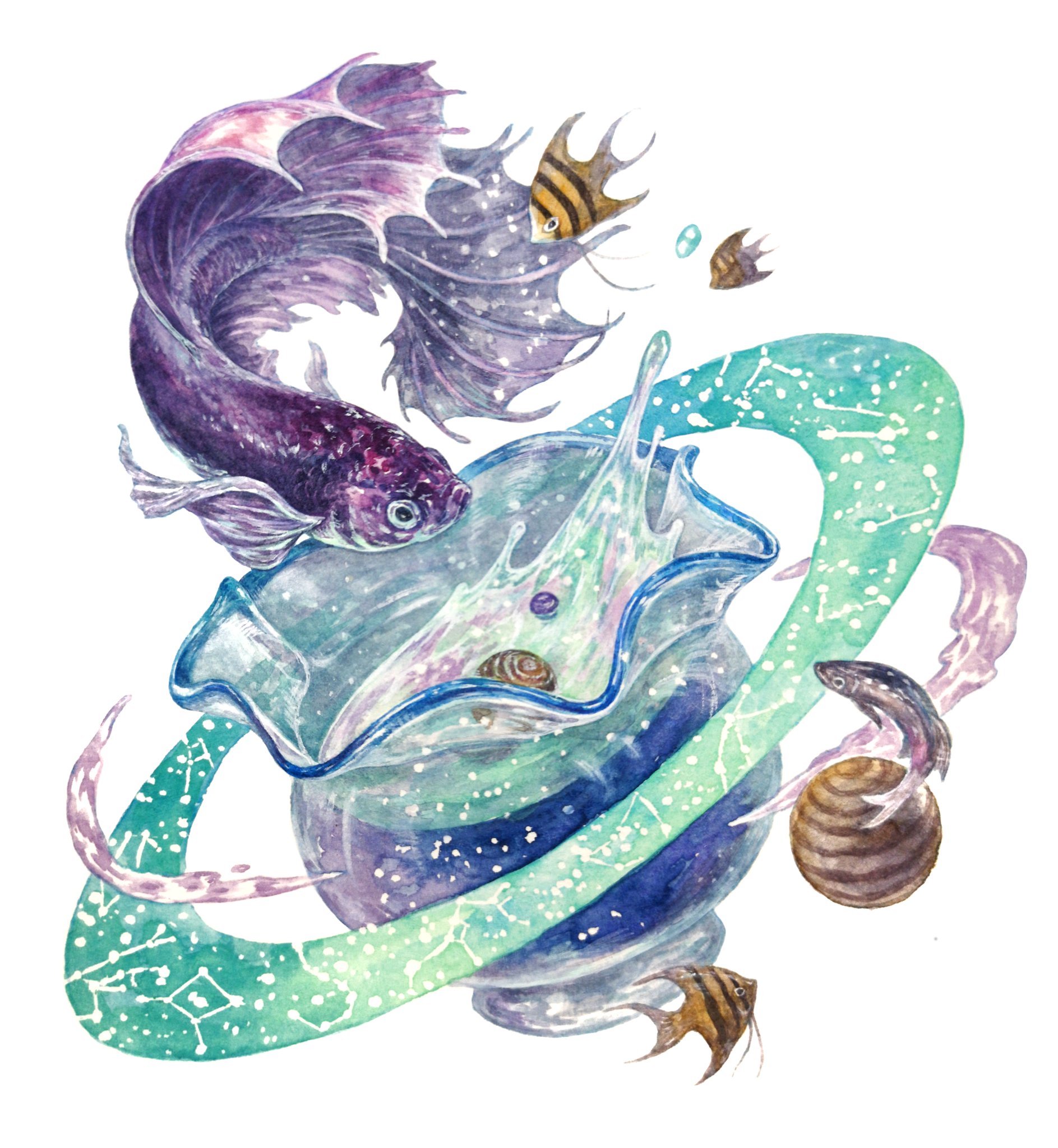 Hirotoshi Kanou アクアリウム プラネタリウム アクアリウム プラネタリウム グッピー 熱帯魚 宇宙 イベントイラスト T Co Qvhn3mhyjq Twitter