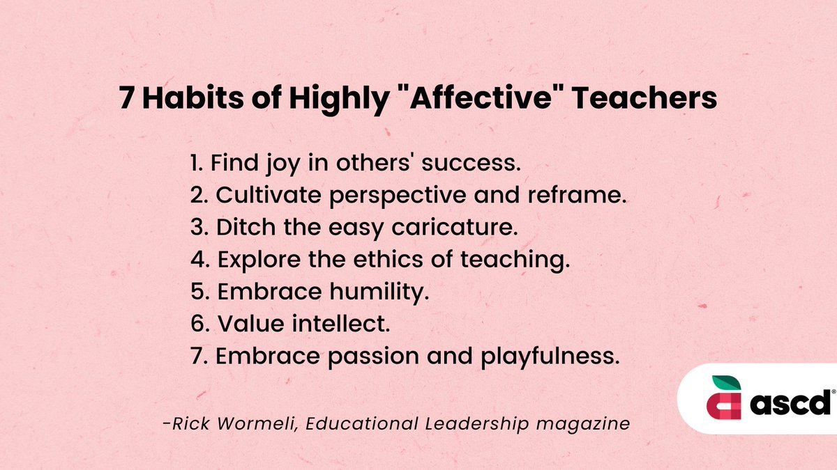 There are 7 habits of highly "affective" teachers, says <a href="/rickwormeli2/">Rick Wormeli</a>. Which ones will you prioritize this school year? 

bit.ly/3BmnYfV #edchat #ntchat
