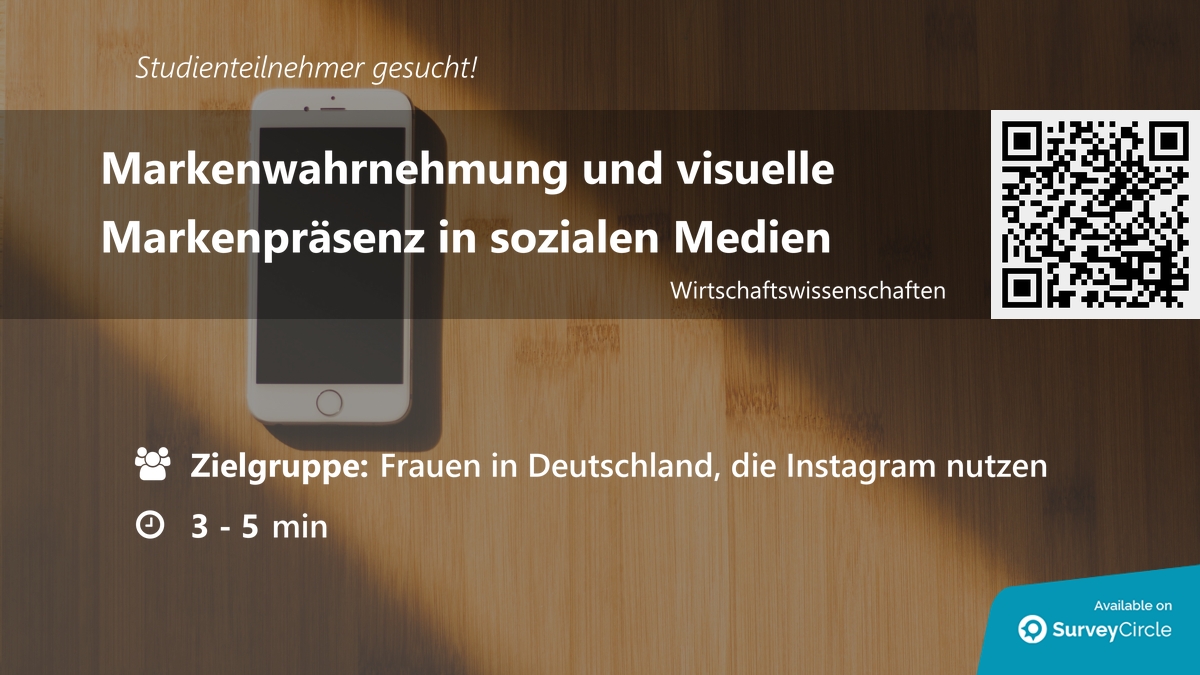 daily_research's tweet image. Teilnehmer für Online-Studie gesucht!

Thema: &quot;Markenwahrnehmung und visuelle Markenpräsenz in sozialen Medien&quot; surveycircle.com/de/surveys/?sr… via @SurveyCircle

#markenwahrnehmung #usergeneratedcontent #firmgeneratedcontent #görtz #schuhe #umfrage #surveycircle