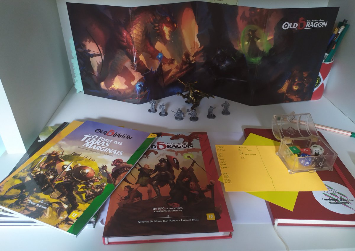 Going back to #TTRPG Twitter to show you my set to play Brazilian #RPG Old Dragon, an #oldschoolrpg based on classic #dungeonsanddragons