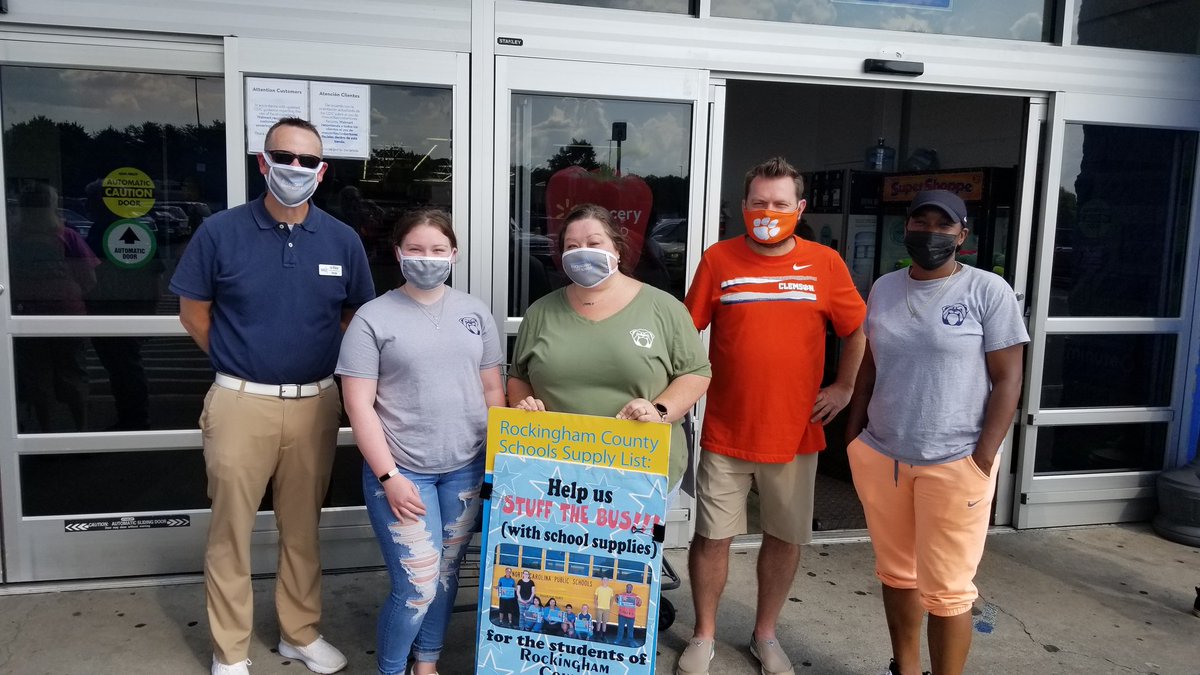 RCSBTsROCK's tweet photo. Booker T. Washington Learning Center and the Human Reaource Department  Stuffing the Bus at the Eden Walmart!!    
@RCS_NC
#RCSROCKS
#stuffthebus4rcs
@johnsoncontrols
@Walmart https://t.co/WPWrS11kOE