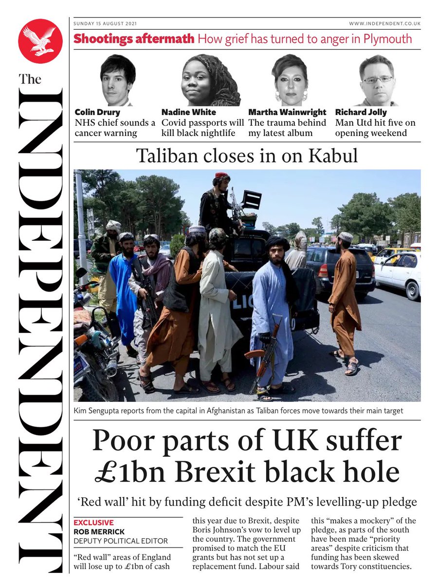 Sunday's INDEPENDENT: Poor parts of UK suffer £1bn Brexit black hole 
#TomorrowsPapersToday