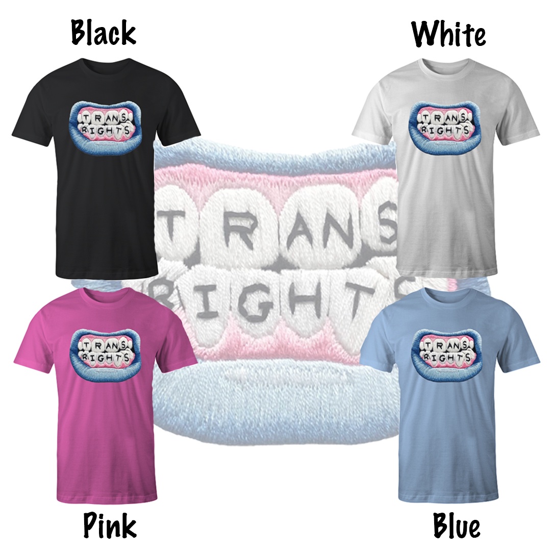 TRANS RIGHTS t-shirts up for pre-order on my Etsy! With a free badge thrown in too.

20% of each sale goes to <a href="/Mermaids_Gender/">Mermaids</a> 

Etsy linked in my bio ☺️