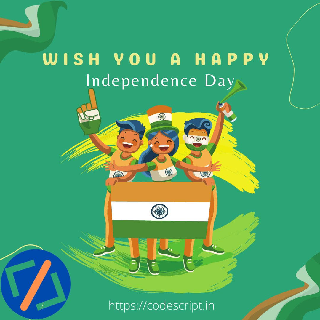CodeScripts's tweet image. #IndependenceDayIndia #IndependenceDayIndia2021 #ProudtobeIndian #15August #15August2021 #codescript #JaiHind
