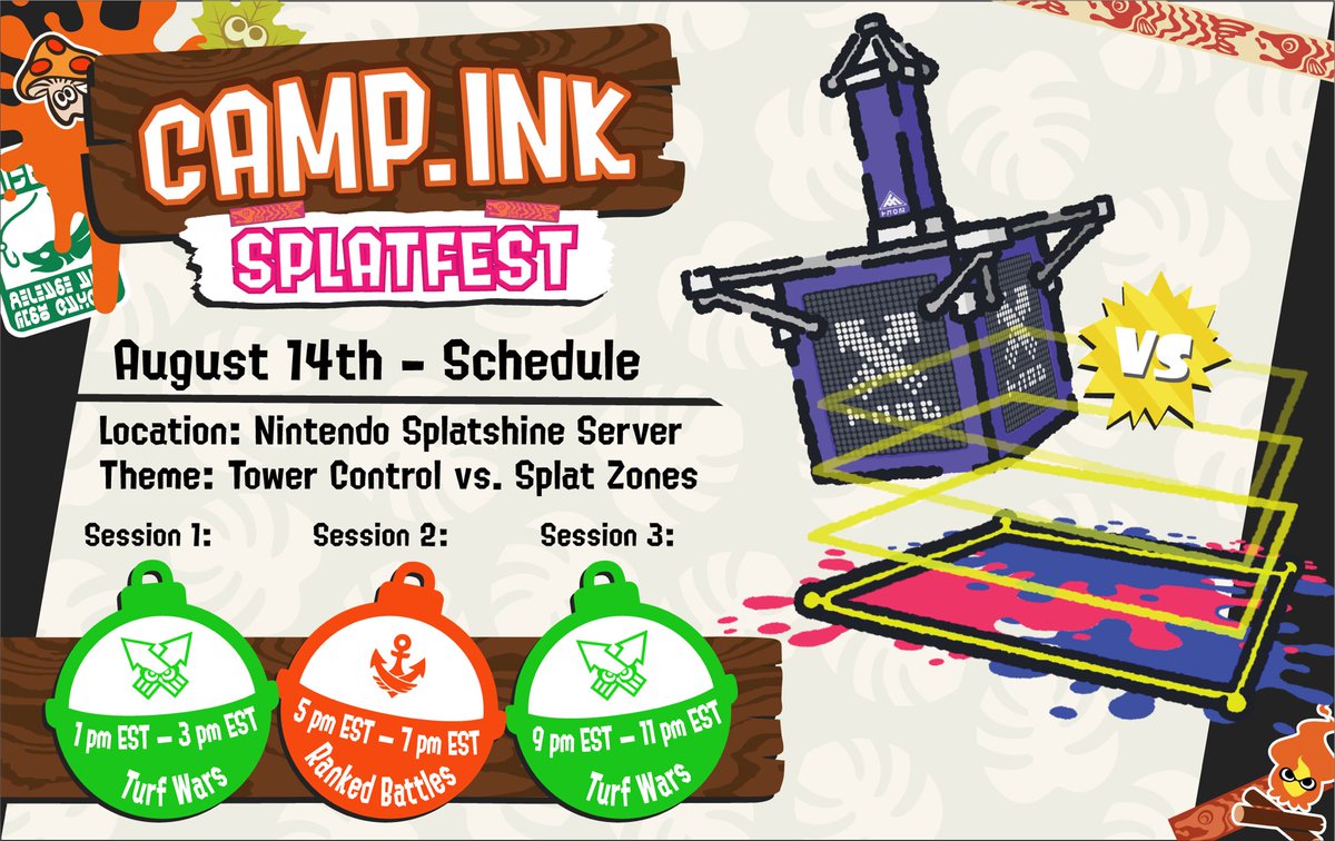 SQDINK_Crew's tweet photo. Hey Campers, today we head into round 2 of the Splatfest that will determine which is the best Splatoon Ranked Mode!

To participate, check out the Splatshine server: https://t.co/mVUq7kIXLD

#CAMPINK #Nintendo #Splatoon2 #splatfest https://t.co/Y9ReLKAPFd